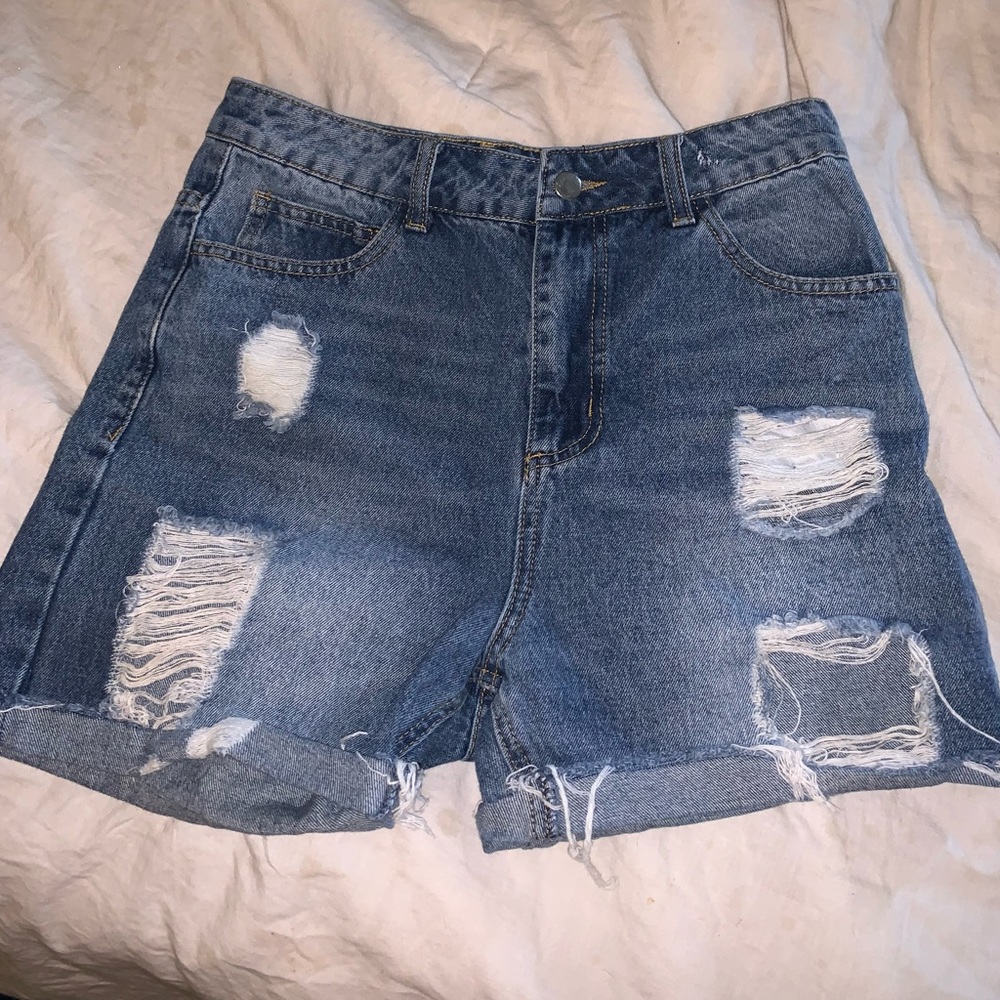 hand cut denim shorts